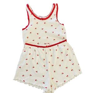 Cherry Print Sleeveless Pajama Set Cropped Top and Booty Shirts EUC Size Medium